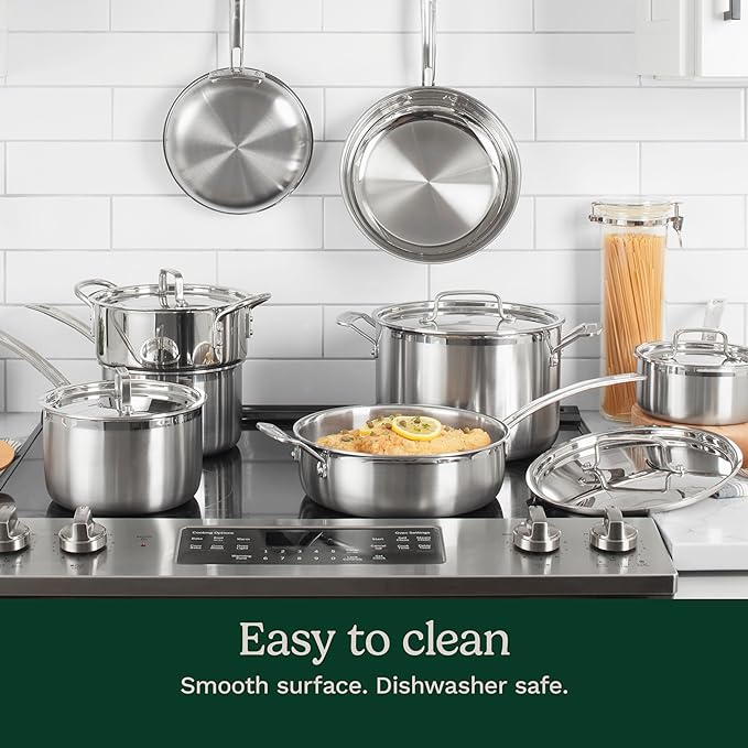 Cuisinart 12-Piece MultiClad Pro Triple Ply Stainless Stainless Steel Pots and Pans Set, Cookware Set Compatible with Induction, Electric, Gas Cooktops, Cool Grip Handles, Oven Safe to 500°F, Silver