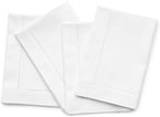 Solino Home White Napkins Set of 4 - Cotton Linen Hemstitch Dinner Napkins Cloth 20 x 20 Inch for Winter, Valentines, Holiday, New Year - Handcrafted and Machine Washable
