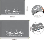 CooRug Absorbent Coffee Mat, Fashion Dish Drying Mat for Kitchen Counter Coffee Bar Accessories Espresso Machine Dish Rack 16" x 24" Dark Grey