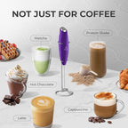 Zulay Kitchen Powerful Milk Frother Wand With 4 AA Duracell Batteries - Ultra Fast Handheld Drink Mixer - Electric Whisk Foam Maker for Coffee, Lattes, Cappuccino, Matcha & Creamer - Grape