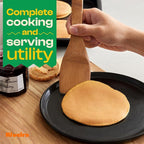 Riveira Dark Bamboo Wooden Spoons for Cooking 3-Piece, Apartment Essentials Wood Spatula Spoon Nonstick Kitchen Utensil Set Premium Quality Housewarming Gifts for Everyday Use