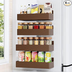 Mystozer Magnetic Spice Rack for Refrigerator, Kitchen Organizer and Storage Shelf, Brown(4 Pack)…