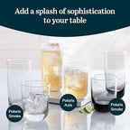 Libbey Polaris Tumbler and Rocks Glass Cups Set, Smoke Hue Mixed Drink Glasses with Straight Lines, Lead-Free, Drinkware Set of 16 for all Beverages