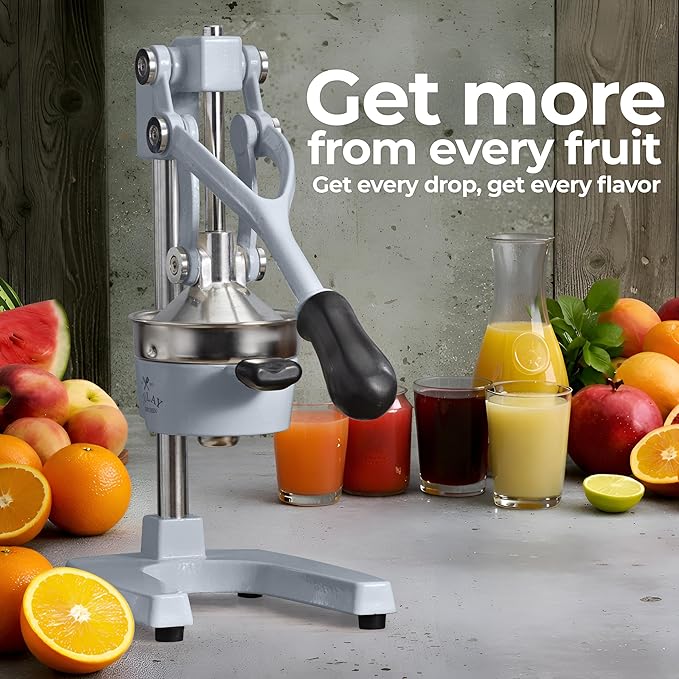 Zulay Kitchen Cast Iron Juicer - Easy-to-Clean Heavy-Duty Manual Juicer, Professional Citrus Juicer - Stainless Steel Lemon Squeezer - Manual Citrus Press & Orange Squeezer - Orange Juicer