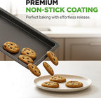 NutriChef 3-Piece Nonstick Baking Sheet Set – Non-Toxic Cookie Sheets for Everyday Baking – Small, Medium & Large Oven Safe Bakeware Trays – Warp-Resistant, Easy to Clean & Dishwasher Safe
