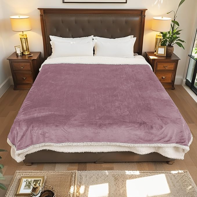 Electric Heated Blanket Twin Size - 62"x84", Soft Flannel Heating Blanket, 10 Heating Levels, 1-12 H Auto Shut Off, Breathable Warm and Washable for Bed, Purple