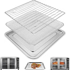 Toaster Oven Replacement Parts Accessories for Gourmia GTF7655 GTF7350 GTF7460, 3 IN 1 Tray Basket Rack Kit for Gourmia Digital Toaster Oven Air Fryer 17 Cooking Presets French Door 1700W 24L
