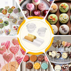 Cake Pop Mold Set with 8.7 Inch Double Tray, 1.75in Heart and Round Non-3D Printed Cake Pop Cutter and Pusher, Smooth and Easy Clean Surface, Baking Molds for Home Baking, Birthday Parties, Wedding