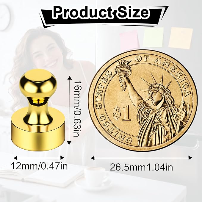 Tiergrade Metallic Magnets, Refrigerator Magnets, 40 Pack Gold Magnetic Push Pins, Strong Fridge Magnets, Multi-use Whiteboard Magnets Perfect for Kitchen Office Classroom