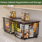 Wire Storage Basket For Kitchen Pantry and Counter - Stackable Wire Organizing Bin For Produce, Vegetable - Countertop Potato, Onion, Veggie Basket Brown