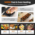 Nightcore 35" Large Electric Griddle, Teppanyaki Grill w/Adjustable Thermostat, Insulated Handles, Drip Tray & Nonstick Surface, Pancake Griddle, Indoor Outdoor Tabletop BBQ Grill for Party Camping