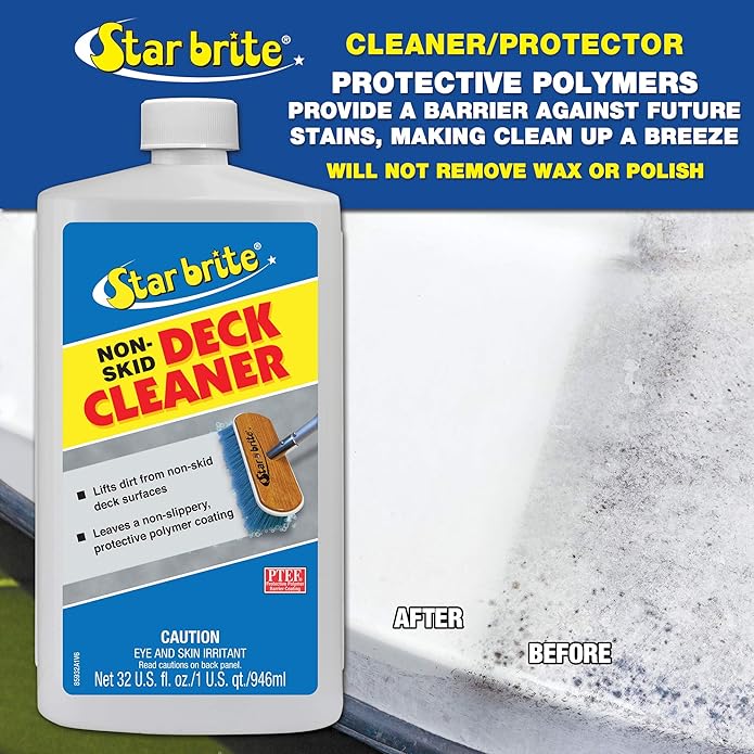 STAR BRITE Non-Skid Deck Cleaner & Protectant Ultimate Boat Deck Wash - Protects Against Future Stains & UV - Ideal for Fiberglass, Vinyl, Plastic, Painted & Metal Surfaces