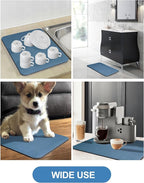 Dish Drying Mat for Kitchen Counter, 12"x19" Dish Drying Pad with Non-slip Rubber Backed, Hide Stain Anti Absorbent for Kitchen Counter, Drying Mat for Coffee Machine Dish Rack (Blue)