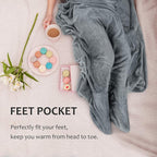 Tirrinia Travel Blanket Pillow - Wearable Airplane Blanket with Feet Pockets for Long Flights, Airplane Accessories Blanket Robe for Women and Men, Gift for Her