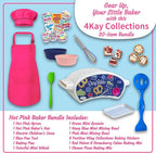 Ultimate Easy Baking Oven Bundle For Kids With 20 Items - Oven, 2 Refill Mixes, Apron, Hat, 2 Bowls, Spatula, Whisk, 9 Stickers, Baking Pan & Tool (Happy Hot Pink Baker Bundle)