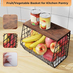 Fruit and Vegetable storage, 2 Set Wall Mounted Wire Baskets, Fruit Basket for Kitchen Counter, Hanging Fruit Basket, Potato Onion Basket, Wire Basket for Organizing, Countertop Organization Pantry