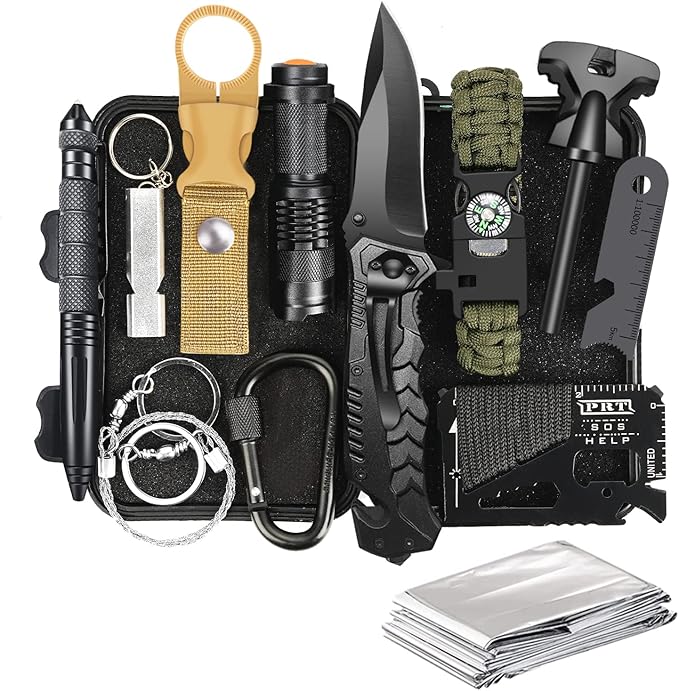 Gifts for Men Husband Dad Christmas, Survival Kit, Emergency Survival Gear and Equipment 14 in 1, Stocking Stuffers Birthday Gifts for Him Boyfriend, Hunting Fishing Camping Accessories, Cool Gadget