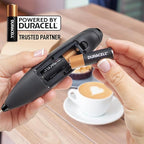Zulay Kitchen Powerful Milk Frother Wand With 4 AA Duracell Batteries - Ultra Fast Handheld Drink Mixer - Electric Whisk Foam Maker for Coffee, Lattes, Cappuccino, Matcha & Creamer - Executive Black