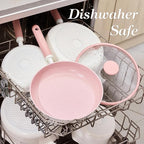 CAROTE Ceramic Cookware Set Nonstick, 15pcs Pots and Pans Set Non stick, Non Toxic Cookware,Dishwasher,RV/Camping Cookware Set, Pan and Pot with Kitchen Utensils, Pink