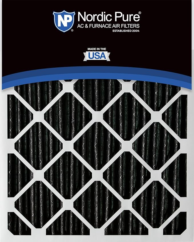 Nordic Pure 20x20x1 (19 1/2 x 19 1/2 x 3/4) Furnace Air Filters MERV 12 Pleated Plus Carbon 6 Pack