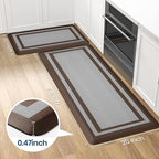 KitchenClouds [2 PCS Kitchen Rugs Cushioned Anti-Fatigue Kitchen Mats for Floor Waterproof Kitchen Rug Set Non-Slip Comfort Standing Mat for Office, Sink, Laundry 17.3"×29"+17.3"×47",Chocolate