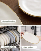 famiware Serving Platter, Oval 15.59/14.3/12.9inch Serving Dishes for Entertaining, Serving Bowls, Dishwasher Safe, Stoneware Serving Trays for Party, Food, Turkey, Cheese, Reactive Glaze, Matte White