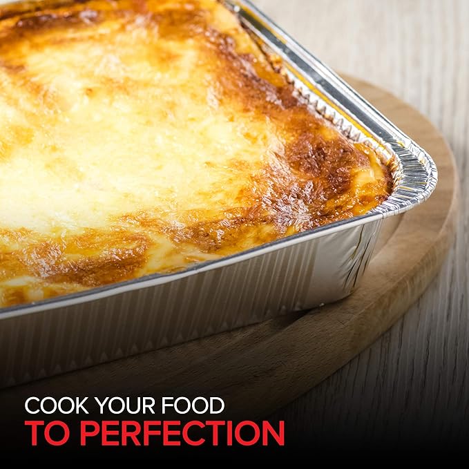 Stock Your Home 8” Square Foil Pans with Lids (50 Pack) - Foil Cake Pans with Covers - Aluminum Baking Pans - Disposable Cake Pans - 8 Inch Square Pans - Disposable & Recyclable Pans with Lids