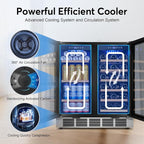 30" Wine and Beverage Refrigerator - Dual Zone Wine and Beverage Cooler, Under Counter/Freestanding Wine and Beer Fridge Holds 29 Bottles & 110 Cans - Ideal for Home, Bar, and Office-Premium Cooling