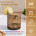 JOVGANK Brown Vintage Hobnail Drinking Glasses Set of 6, Embossed Water Tumbler 12oz, Kitchen & Bar Beaded Glass Cups, Beverage Glass Cups for Water, Beer, Juice, Housewarming and Mother's Day Gift