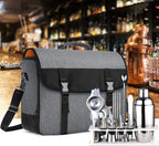 CURMIO Bartender Bag, Travel Bag for Bar Tools Set, Bartender Kits Storage with Padded Compartments for Wine Bottles, for Home Indoor Outdoor Patio Party, Gray (Bag ONLY)