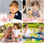 14oz Insulated Vacuum Food Jar with Buckle Lid,Soup Thermo for Hot Food Kids,Wide Mouth Leakproof Stainless Steel Lunch Container with Spoon-Pink