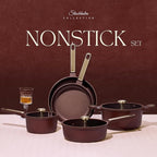 CAROTE Pots and Pans Set Nonstick, 16pcs Cookware Set Nonstick Non-Toxic & PFOA&PFOS-Free, Dishwasher, RV/Camping Cookware Set, Cooking Pots with Lids,Wine Red