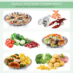 Buylorco Stainless Steel Folding Vegetable Steamer Insert Steamer Cookware for Veggie Seafood Cooking (Fit Pots 7" to 11")