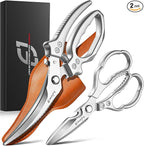 Emojoy 2-Piece Kitchen Scissors Set with Poultry Shears, Japanese Stainless Steel Kitchen Shear, All Purpose Scissor for Food, Chicken Bones, Dishwasher Safe