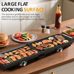 1600W Electric Griddle Indoor: Large Flat Top Grill with Nonstick Plates, 17.5" x 9", 2 Cooking Zone with Adjustable Temp, Pancake Egg Maker with Drip Tray, Indicator Light, Easy Cleanup