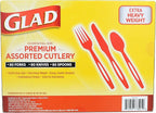 Glad Disposable Cutlery Set - Clear Heavy Duty Plastic Forks, Knives, and Spoons - 240 Piece Plasticware for Parties - Durable, Sturdy Recyclable Utensils - Great for July 4th, Thanksgiving, Christmas