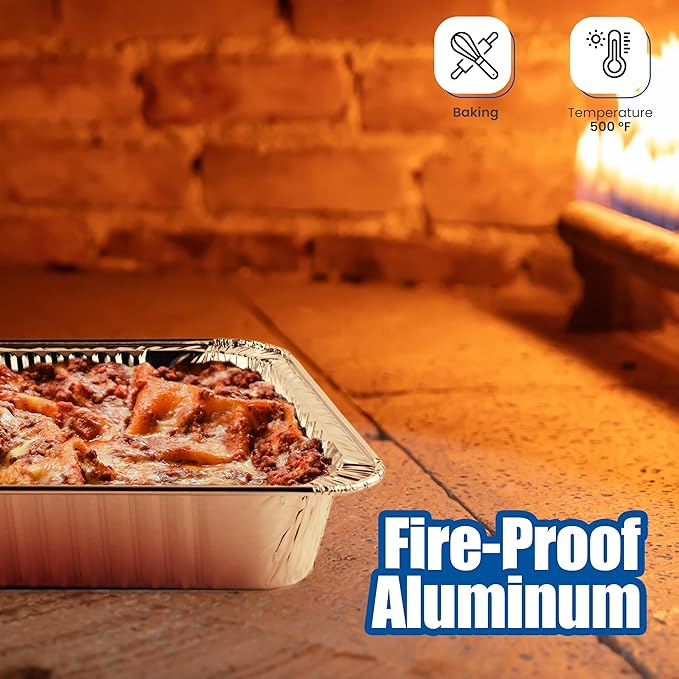 EHOMEA2Z 9x13 Disposable Aluminum Pans (30 Pack) – Made in USA Half Size Steam Table Pans, 13x9 Foil Baking Trays for Lasagna, Casseroles, Catering, Parties, BBQ, Crawfish Trays