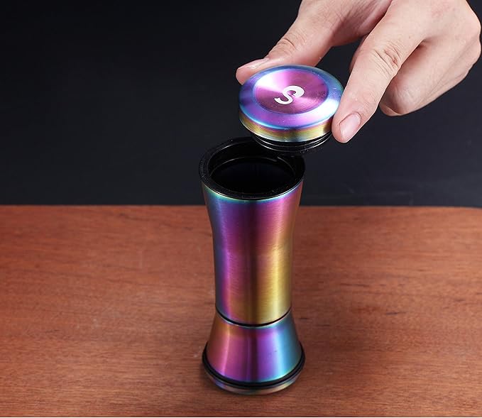 Rainbow Salt And Pepper Shakers, Kyraton Titanium Plating Stainless Steel Salt And Pepper Grinders Refillable Pepper Grinder, Pepper Mill, Salt Grinder, Salt Shaker, Salt Pepper Shaker Set of 2