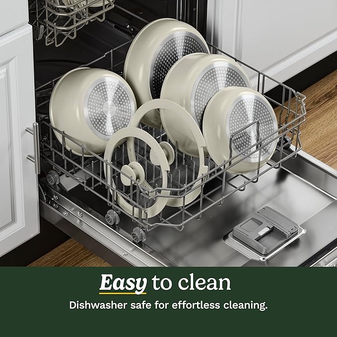 Cuisinart 13-Pc ClickSmart Nonstick Detachable Handle Ceramic Cookware, Pots and Pans Set, Stackable Space-Saving Design, Compatible with All Stovetops, Induction & Oven Safe, PURELYCERAMIC