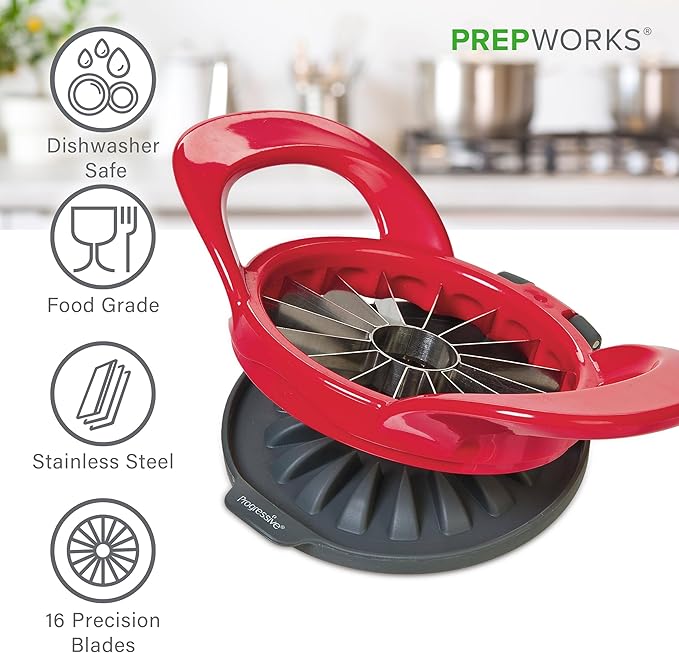 PrepWorks Dishwasher Safe Apple Slicer and Corer – 16-Slice Thin Apple Cutter with Safety Cover