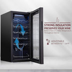 SCHMECKE 18 Bottle Compressor Wine Cooler Refrigerator w/Lock - Large Freestanding Wine Cellar - 41f-64f Digital Temperature Control Wine Fridge For Red, White, Champagne or Sparkling Wine - Black