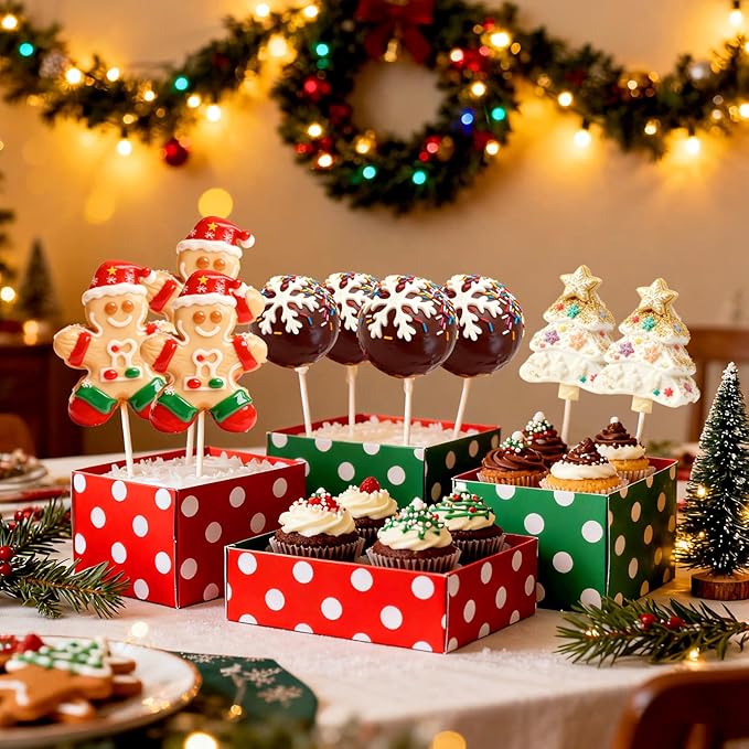 Mity Rain Christmas Cake Pop Mold Shapes Press Set, Christmas Tree & Snowflakes Snowball & Gingerbread Man Mold & Cakepop Stick, 3D Printed Cakepop Molds Cutter for Home Baking,Birthday Parties