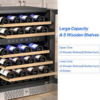 Empava 24" Wine Cooler Refigerator, Freestanding or Under Counter Fridge with Lights, 46 Bottles Capacity Dual Zone, Touch Control, Stainless Steel