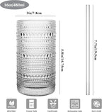 Dingerjar Upgraded Large Capacity 16 oz/480 ml Hobnail Glasses Drinking Set of 12 - Heavy Vintage Glassware