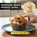 Wrenbury Jumbo Muffin Pan 6 Cup - Nonstick XL Deep Muffin Pan for Baking 4" Cup - Oversized Extra Large Cupcake Mold - Dishwasher Safe - PTFE Free - 446°F Oven Safe