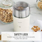 Martha Stewart Electric Coffee & Spice Grinder, Dual 2.5oz Removable Bowls, Storage Lids, Stainless Steel Blades, One Touch Pulse Control, 2-in-1 Compact, Beans & Spices, Herbs & Nuts, Linen White