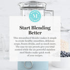 Martha Stewart 50oz Countertop Blender, Smoothie, Margarita & Ice Crushing Blender, BPA-Free Pitcher, 3 Speeds, 5 Presets, Auto-Clean Function, Dishwasher Safe, Stainless Steel Blades, Sky Blue