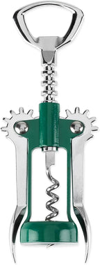 True Soar Winged Corkscrew Wine Opener Manual, Heavy Duty Stainless Steel Cork Openers in Chrome Finish Home Bar Accessories Bar Tools, Set of 1 Green