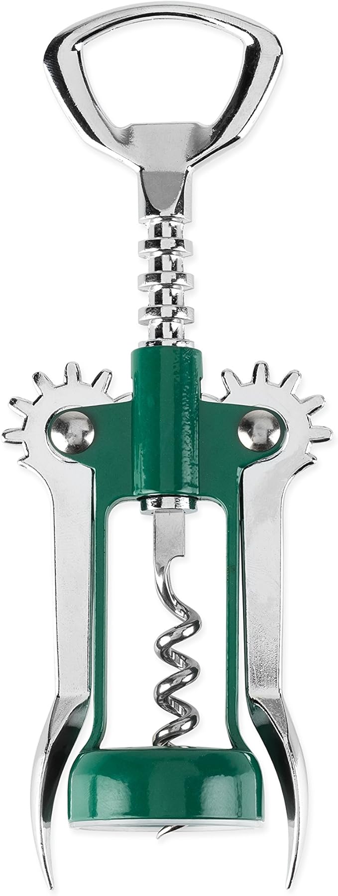 True Soar Winged Corkscrew Wine Opener Manual, Heavy Duty Stainless Steel Cork Openers in Chrome Finish Home Bar Accessories Bar Tools, Set of 1 Green
