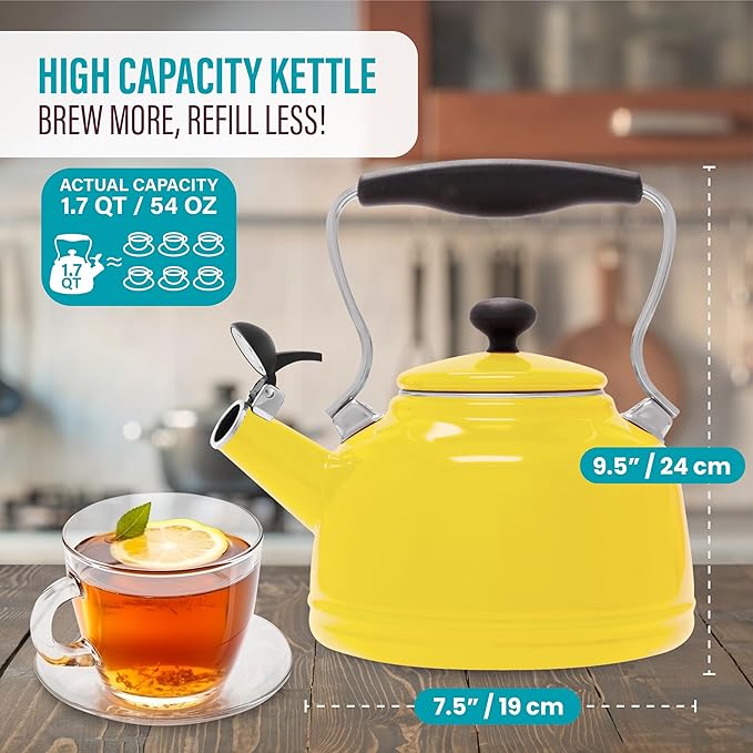 Chantal Tea Kettle, Vintage Series, Enamel on Steel, Whistling (Canary Yellow)